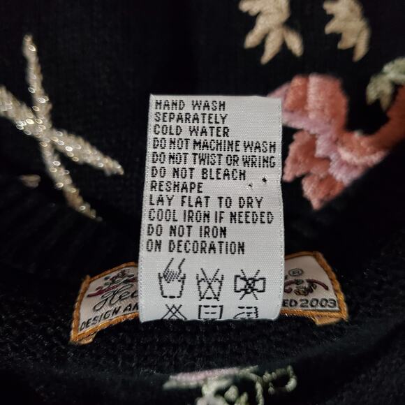 Vtg Heirloom Collectibles Embroidered Floral Button Cardigan Sweater Size L - Picture 8 of 10